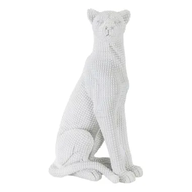 LEOPARDO Siedzący Biały 15 10 27 cm